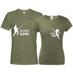 Párové tričko pro rybáře Životní úlovek rybářova žena Military 9, Canvas Párová trička muž a žena