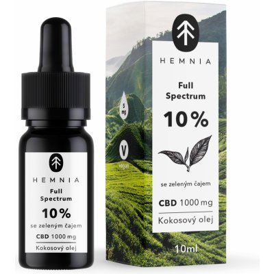 Hemnia Full Spectrum CBD Kokosový olej 10% 1000 mg 10 ml s příchutí zeleného čaje – Hledejceny.cz