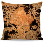 Matějovský Polštář Alfons Mucha ŽENY S KVĚTINAMI béžovo-černý 40x40 – Zboží Dáma