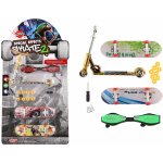 Teddies Sada skateboard šroubovací, koloběžka prstová, waveboard plast s doplňky mix druhů