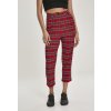 Dámské klasické kalhoty Urban Classics Ladies High Waist Checker Cropped Pants red/blk