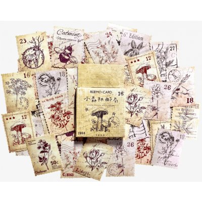 Sada 46 samolepek - Vintage Poštovní známky – Zboží Živě