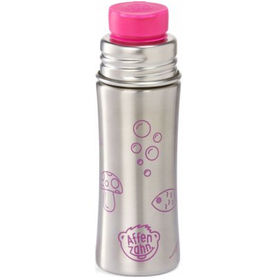 Affenzahn Stainless Steel Drinking Bottle Owl silver pink 300 ml