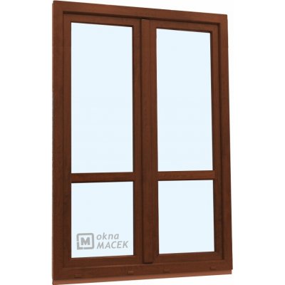 Kömmerling balkonové dveře 70 AD s příčkou levé ořech/ořech 150 x 240 cm s klikou+ PVC rám – Hledejceny.cz