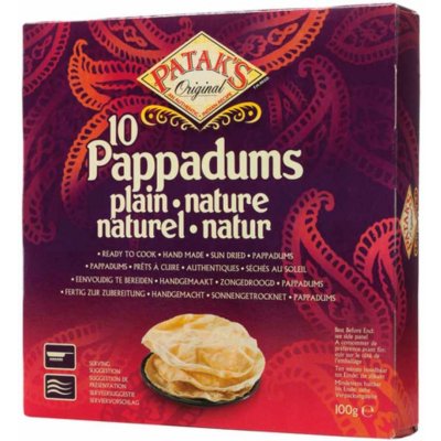 Pataks Indický chleba Pappadums Natural 10 ks 100 g – Zboží Dáma