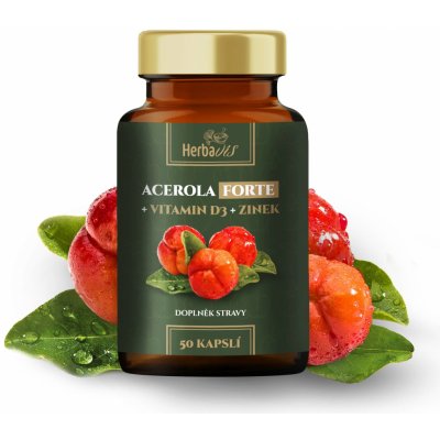 Herbavis Acerola FORTE + Vitamin D3 + Zinek 50 kapslí – Hledejceny.cz