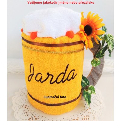 Veratex Textilní dort velké Pivo s výšivkou jména nebo přezdívky (osuška 70x140 + ručník 30 x 30 cm) – Hledejceny.cz