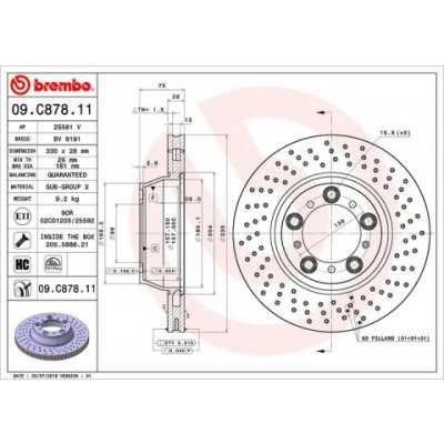 BREMBO Brzdový kotouč děrované/vnitřně chladené Ø330mm 09.C878.11 – Hledejceny.cz