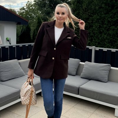 Made in Italy elegantní flaušové sako s podšívkou MINIMAL Čokoládově hnědé – Hledejceny.cz