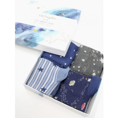 Dětské bambusové ponožky Twinkle blue 4 set Thought Fashion Modrá