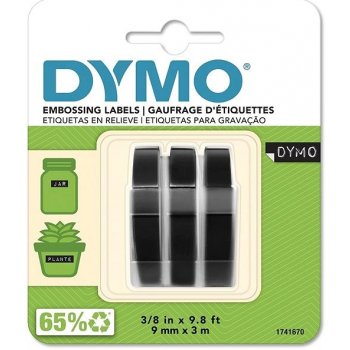 Dymo 3D páska, černá, 1 blistr / 3 ks, 9 mm × 3 m