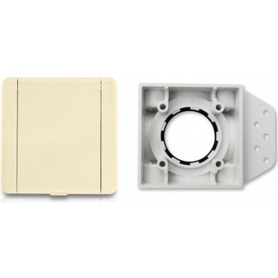 Zásuvkový komplet SQUARE (9x9 cm) - Mandlová vysavačová zásuvka včetně stěnové základny s nepřilnavým povrchem. Určeno pro centrální vysavače. – Hledejceny.cz
