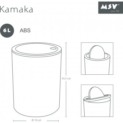 MSV výklopný odpadkový koš KAMAKA, pastelově růžový plast, 6 L 145205 – Zboží Dáma