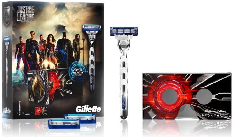 Gillette Mach 3 turbo strojek + náhradní hlavice Justice League 2 ks