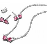 Pandora Set náhrdelníku a náušnic Třpytivá růžová mašlička – Zboží Dáma