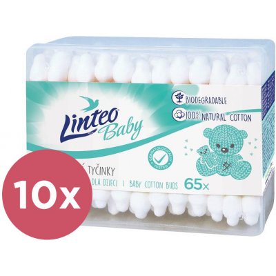 LINTEO BABY Papírové vatové tyčinky box 10 x 65 ks – Zbozi.Blesk.cz