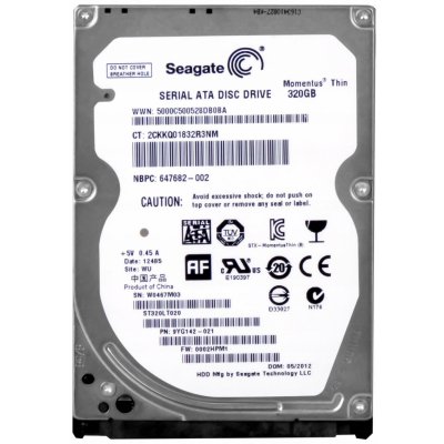 Seagate Momentus Thin 320GB, 2.5", SATA/300, 16MB, 5400RPM, ST320LT020