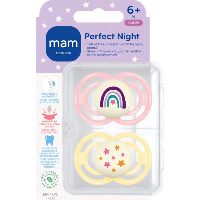 Mam dudlík Perfect night růžová/žlutá 2 ks – Zboží Mobilmania