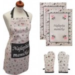 Home Elements Set Nejlepšia mamička SK zástěra chňapka s magnetem dvě utěrky – Zboží Dáma