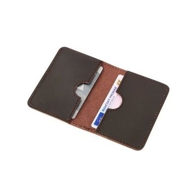 Kožené pouzdro na karty a doklady - hnědé hladké – Zboží Živě