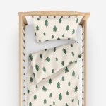 Goldea vánoční bavlněné povlečení do dětské postýlky stromečky na režném 90 x 120 a 40 x 60 cm – Zboží Dáma