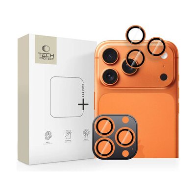 Tech-Protect CamRing Fit ochranné sklo na kameru na iPhone 14/15/16/17 Pro / Max, oranžové – Zboží Živě