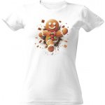 Tričko s potiskem 3D Vánoční perníček-1 dámské Bílá – Zboží Mobilmania