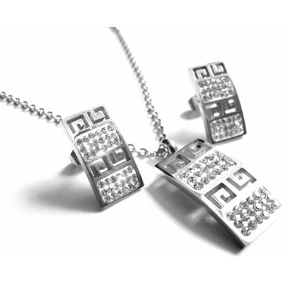 Steel Jewelry set náhrdelník a náušnice s řeckým vzorem z chirurgické oceli SET151111 – Zboží Dáma