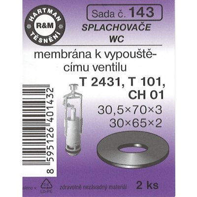 HARTMAN membrány vypouštěcích ventilů T2431, T101, CH01, WC, sada č.143 – Zboží Dáma