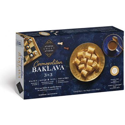 Baklava Kolionasios cosmopolitan 3 druhy s vlašskými ořechy kataifi a pistáciemi 180 g – Zboží Mobilmania