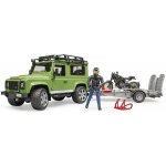 Bruder 2598 Land Rover Defender s přívěsem + Ducati Scrambler Cafe Racer a řidič 1:16 – Zboží Mobilmania