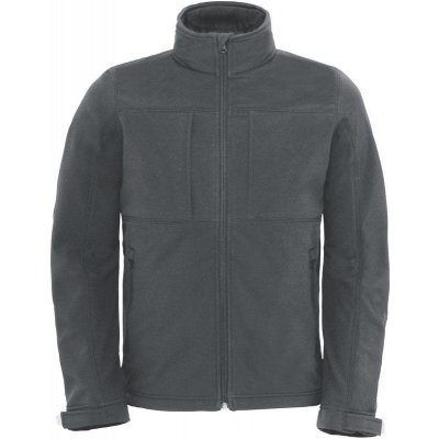 B&C Hooded Softshell /men bunda s kapucí šedá dark