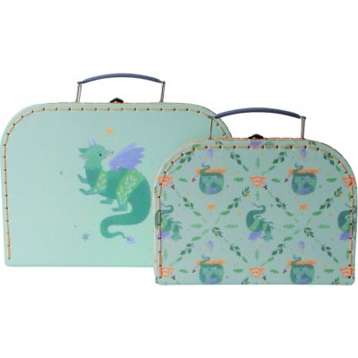 Bella Rose Dětský kufřík Drak – set 2 ks, zelená barva, papír – Zboží Dáma