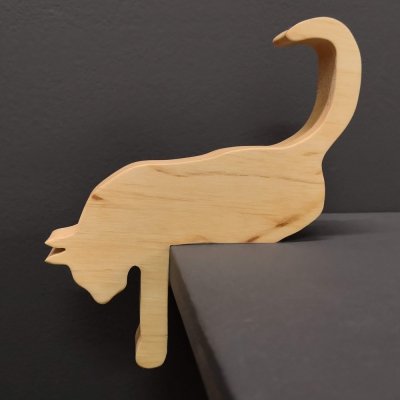 Amadea dřevěná dekorace kočka ležící masivní dřevo 175x15x25 – Zboží Mobilmania