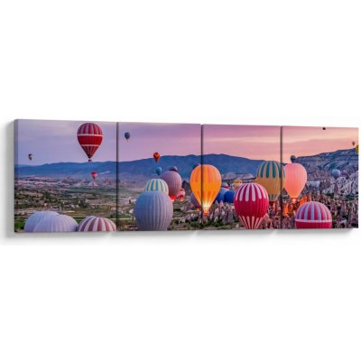 Obraz - Horkovzdušné balóny, Čtyřdílný 160x40 cm – Hledejceny.cz