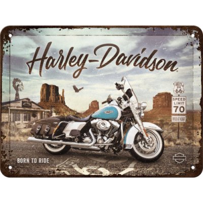 Postershop Plechová cedule: Harley-Davidson Route 66 Road King Classic - 20x15 cm