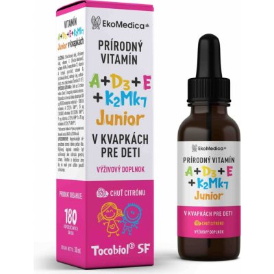 EkoMedica Přírodní VITAMINY A + D3 + E + K2Mk7 Junior v kapkách 30 ml