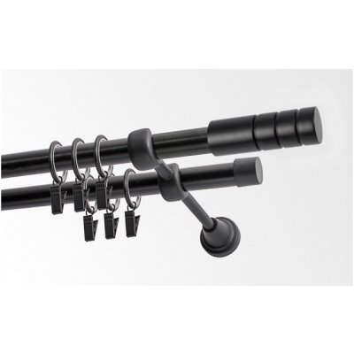 GARNÝŽE-HEBR Garnýž Techno černá dvojitá 240 cm – Zboží Mobilmania