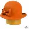 Klobouk Dámský klobouk zdobený mašlí z vlny oranžová