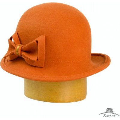 Dámský klobouk zdobený mašlí z vlny oranžová – Zboží Mobilmania