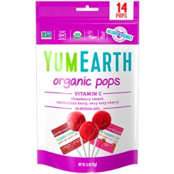 YumEarth BIO Ovocná lízátka s vitamínem C s příchutí jahody třešně a lesních plodů 14ks 87 g