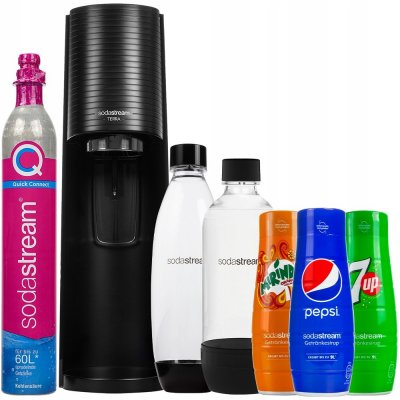 SodaStream Terra Black + Sirup Pepsi 440 ml + Sirup Mirinda 440 ml + Sirup 7UP 440 ml