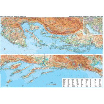 Gizi Map Chorvatské pobřeží - nástěnná mapa 125 x 88 cm Varianta: bez rámu v tubusu, Provedení: laminovaná mapa v lištách