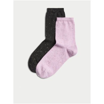 Marks & Spencer Sada dvou párů dámských ponožek v černé a světe fialové