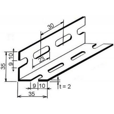 Profil L pozinkovaný 35 x 35 x 2 mm děrovaný