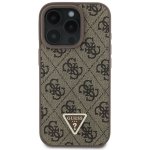 Guess PU 4G Strass Triangle Metal Logo Zadní pro iPhone 16 Pro Brown – Sleviste.cz