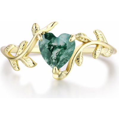 OLIVIE Stříbrný prsten MECHOVÝ ACHÁT GOLD 8391 – Sleviste.cz