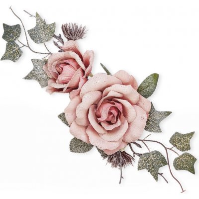 Růže růžové se sněhem - přízdoba 35 cm – Zboží Mobilmania