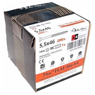 Mex Flat Alu TX25, nerezová ocel A4, 200 ks/balení+bit Zrnitost: 5.5x51mm – Hledejceny.cz