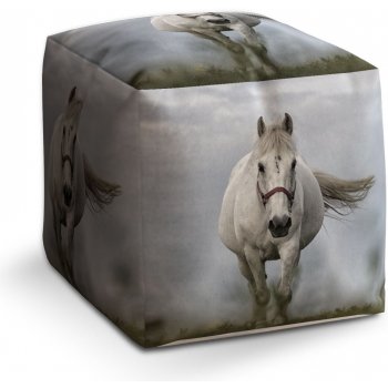 Sablio taburet Cube bílý kůň 3 40x40x40 cm